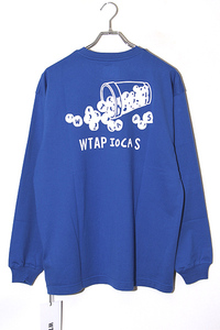 未使用品 2024AW WTAPS ダブルタップス IOCA / LS / COTTON. HWANG YUSUN コットン プリント ロングスリーブ 長袖Tシャツ 1 ブルー 242ATDT