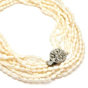 ◆本真珠5連ネックレス◆A 約30.2g 約51.0cm pearl パール jewelry necklace ジュエリー CE0/DA0