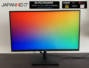 ★美品　JAPANNEXT ジャパンネクスト　4K　27インチ　IPS　HDR　液晶モニター　JN-IPS2704UHDR　60Hz　内臓スピーカー ブルーライト低減