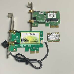 【中古】PCIE 1X 無線LANカード 2種セット 他1点 / Ziyituod WIE7265（AC-7265）＆ mini-PCIEカード RTL8723BE / 外部アンテナ無