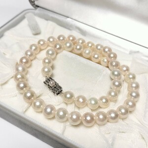 【テリ抜群!!】アコヤ あこや パール ネックレス 8.5mm〜9mm 45cm SILVER WGK18 刻印 46.8g 本真珠 akoya pearl jewelry necklace 大珠