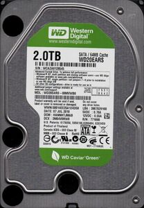 WesternDigital WD20EARS-00MVWB0 2.0TB SATA 5400rpm 2060-771698-002 REV P1