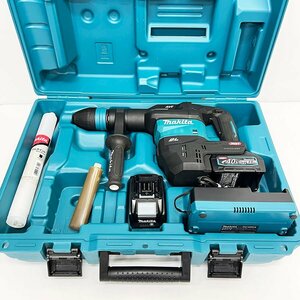 makita マキタ 充電式ハンマ 40Vmax HM001GRMX バッテリ BL4040 4.0Ah ×2個 充電器 DC40RA ブルポイント グリス ケース付 [M11802]