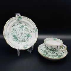 マイセン MEISSEN インドの華 リッチグリーン トリオ　カップ