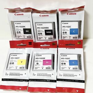 未開封・未使用品 Canon キャノン 純正インクタンク PFI-102 5色（ブラック、マットブラック、シアン、イエロー、マゼンタ）6本セット