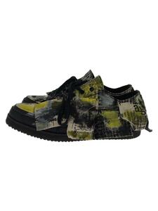 yohji yamamoto POUR HOMME◆22SS/COTTON NEWSPAPER PRINT YELLOW PAINT SNEAKER/BLK