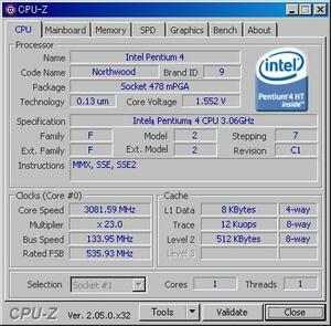 INTEL Pentium4 3.06 GHz (Northwood) Socket478 ★中古正常品★