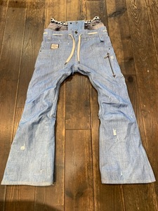 美品 JACKFROST13 LABDENIMU クラッシュデニム転写 ボードパンツ XS (ジャックフロストワンスリー デニム柄 オンヨネ ONYONE