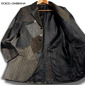 最高傑作!! 極美品 幻のパッチワーク ●ドルチェ&ガッバーナ DOLCE&GABBANA D&G ドルガバ メンズ ジャケット コート ツイード 48 L 