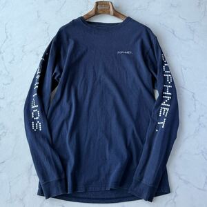 9977 SOPHNET ソフネット 日本製 L/S AUTHENTIC LOGO TEE 長袖 Tシャツ ロンT カットソー ロゴ プリント ネイビー 紺 メンズ M!!