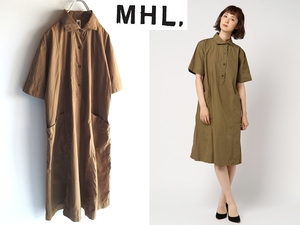 MHL. マーガレットハウエル 2018SS GARMENT DYE BASIC POPLIN 製品染め コットンポプリン プルオーバー シャツワンピース 2 ゆったり