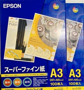 【未開封　訳アリ】★EPSON★エプソン★　スーパーファイン紙　A3カット紙　100枚入り×2セット　KA3100NSF　100189-2