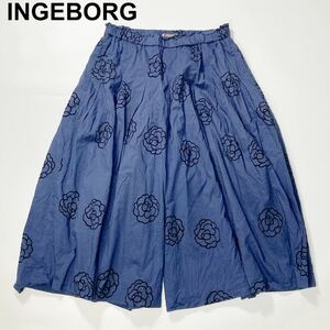INGEBORG インゲボルグ ワイドパンツ ウエストゴム フリーサイズ 花柄 スカート パンツ レディース B52413-82