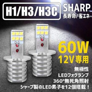 ★送料安い SHARP 両面発光60W H1 H3 H3a H3c H3d LEDバルブ2個