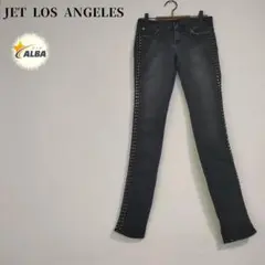 JET LOS ANGELES　スキニーデニム　ジーンズ　スタッズ　ブラック　M