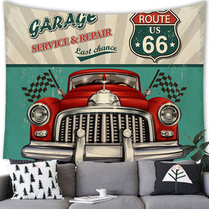 新品 Route66 ビッグ タペストリー ガレージ アメリカン 壁掛け 大判 布ポスター おしゃれ 背景布 模様替え 引っ越し 目隠し 230×180cm