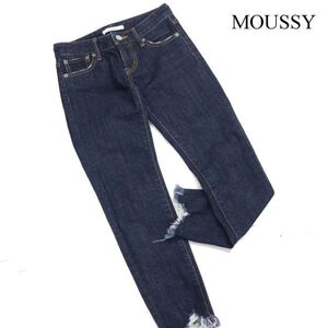 MOUSSY マウジー 【fringe cropped】 ストレッチ フリンジ クロップド スキニー デニム パンツ ジーンズ Sz.24　レディース　K3B00028_7#R