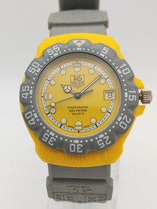 【稼働品】ボーイズ クォーツ タグホイヤー TAGHEUER Professional 200m フォーミュラ1シリーズ 382.513/1 黄/シルバー文字盤 純正ベルト 