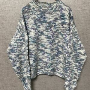 70s 80s モヘア mohair ウール ニット セーター ビンテージ ヴィンテージ ハンドニット ユーロ USA 古着 マーブル レア ショート丈 名作