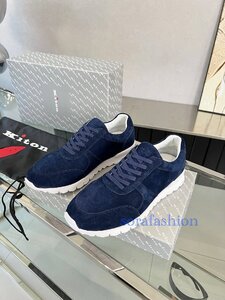 KITON キトン メンズスニーカー ウォーキングシューズ　EU42 ネイビー ローカット スエード 本革　スポーツ靴　ランニングシューズ