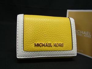 1円 ■新品■未使用■ MICHAEL KORS マイケルコース JET SET TRAVEL トライフォールド レザー 三つ折り 財布 イエロー系 FJ4660