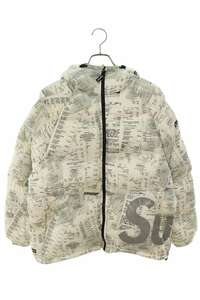 シュプリーム ダウンジャケット 20AW Hooded Down Jacket Receipts サイズ:S レシートプリントナイロンダウンジャケット 中古 OM10