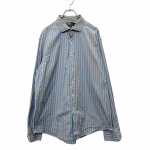 Polo Ralph Lauren 長袖 シャツ 2XLサイズ ラルフローレン ビッグサイズ ストライプ ブルー 古着卸 アメリカ仕入 t2407-4004