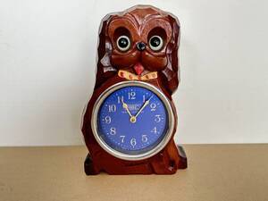 【動作品】動作良好 Made in Occupied Japan オキュパイド 手塚時計 TEZUKA CLOCK 置き時計 目玉時計　スパニエル　ダックスフンド