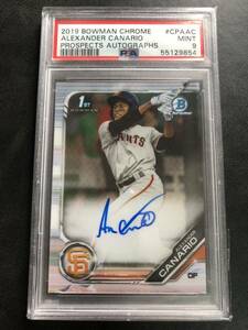 PSA9 1st bowman chrome auto Alexander canario prospect autographs giants cubs アレクサンダー カナリオ topps