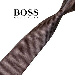 ★細め★パターン柄★HUGO BOSS★高級ネクタイ グレー系 ヒューゴボス シルク USED プレス済み ネコポス可 t1020