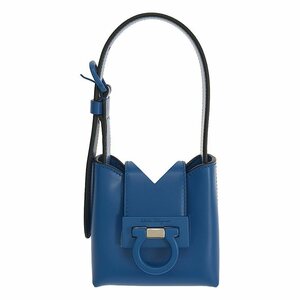 【美品】 Salvatore Ferragamo / サルヴァトーレフェラガモ | 211167 / トリフォリオ レザー ミニ ハンドバッグ ポーチ | ブルー