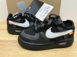 新品 未使用 nike Off-White Nike TD Air Force 1 Low Black/White 12cm BV0853-001