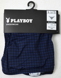 ★【PLAYBOY】ナイロン ミニビキニ ネイビー×ブラック柄 Lサイズ