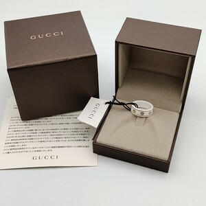 ◆GUCCI グッチ◆イエローゴールド　インターロッキングG リング　11号　18K イエロー ゴールド & ホワイト ジルコニア アイコン リング