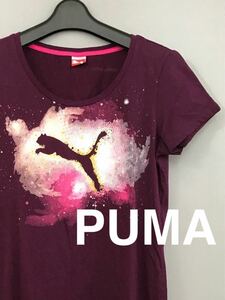 プーマ PUMA 【良品】半袖 シャツ ビッグロゴ スポーツウェアー トレーニングウェアー ジムウェアー レディース Lサイズ ～◇