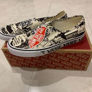 未使用 vans バンズ オーセンティック usa 9ハーフ 27.5 ブラック 黒 サイドテープ サイドプリント 日本語 カタカナ ヴァンズ アメリカ