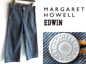 美品 MARGARET HOWELL EDWIN マーガレットハウエル別注 エドウィン 耳付 セルビッジ ハンマーループ ワークデニムパンツ 27/21 インディゴ