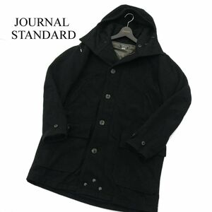 HOMESTEAD JOURNAL STANDARD ジャーナルスタンダード メルトン ウール★ フーディー ジップ コート Sz.M　メンズ 黒 日本製　A3T14210_B#N