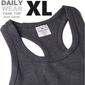 AVIREX リブ タンクトップ BACK CROSS チャコール XLサイズ / 《DAILY》RIB TANK TOP バッククロス デイリーウェア アビレックス