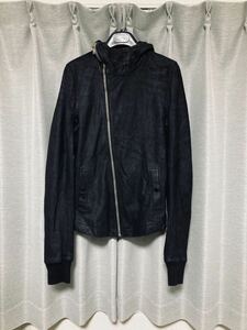 Rick Owens リックオウエンス フード付きラムレザーブルゾン BLACK XS