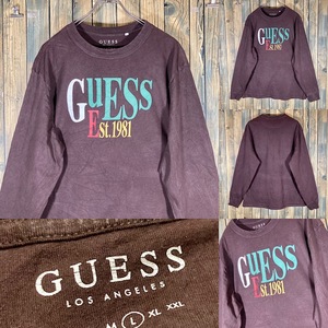 GUESS ゲス ブラウン マルチカラーロゴ アメリカ輸入/ビンテージ/ロンT/LONG SLEEVE/L-S/古着/古着卸