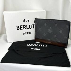 【付属品完備】BERLUTI ニノ クラッチバッグ レザー ベルルッティ ブラック ブラウン 箱付き