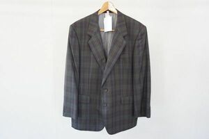 【即決】DAKS ダックス メンズ テーラードジャケット シルク混 チェック 深緑系 サイズ:98-94-170【896907】