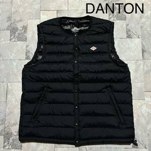 DANTON ダントン DOWN Vest ダウンベスト インナーダウン ポケットジップ ナイロンベスト ブラック 裾ドローコード サイズM 玉FS1442