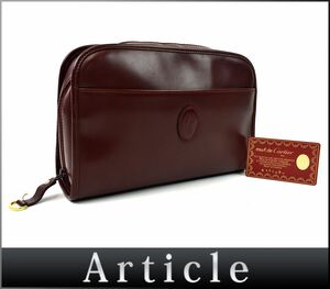 178393◇ Cartier カルティエ マストライン C2ロゴ セカンドバッグ クラッチバッグ 鞄 レザー ボルドー 赤 メンズ レディース/ B