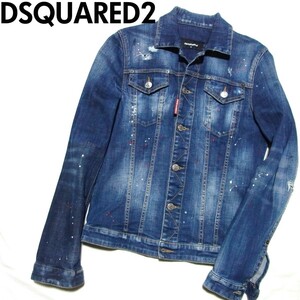 19AW DSQUARED2 ディースクエアード Classic Jean Jacket ダメージ ペンキ加工 デニム ジャケット Gジャン 42 S74AM0976