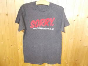 T87◆SORRY Tシャツ◆US古着 輸入古着 オールド 90s グレー色 SORRY NOT EVERYONE CAN BE ME プリント ネコポス発送 5H