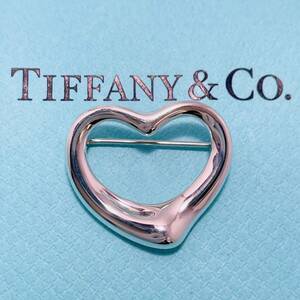 美品 ティファニー オープンハート ブローチ シルバー TIFFANY&Co.★864