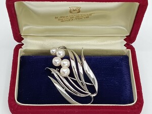 MIKIMOTO ミキモト　 パールブローチ　SILVER