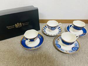 【FMD-551】【1円スタート】NOSTALGIE ISTANBUL ORIENT EXPRESS オリエント急行 カップ＆ソーサー 4客セット 食器 ブルー 